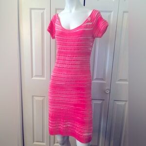 Super Sexy Blumarine Barbie Pink Bodycon Mini Dress – Figure-Hugging Knit